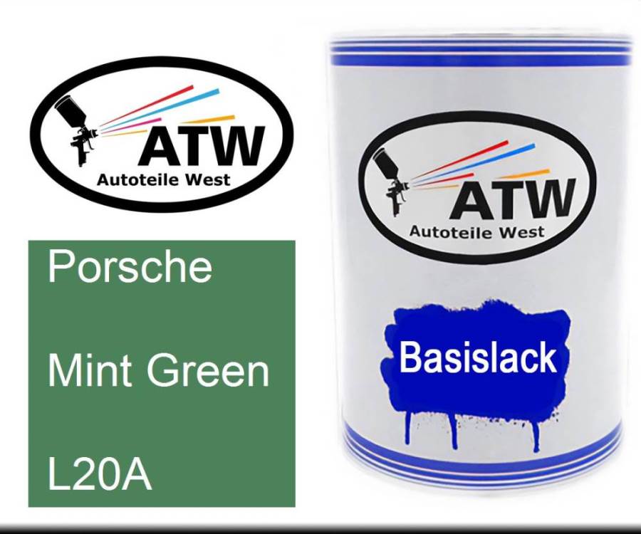 Porsche, Mint Green, L20A: 500ml Lackdose, von ATW Autoteile West.